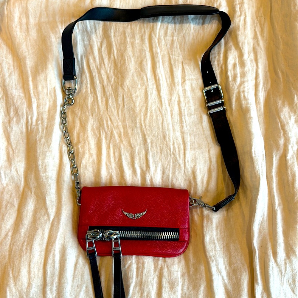 Zadig & Voltaire  - ROCK NANO LEATHER CLUTCH BAG IN RED